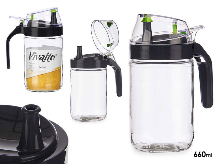 Vivalto Huilier diffuseur en verre 660ml noir avec aérateur 12x18x87 cm (Set de 10) Vivalto Huilier diffuseur en verre 660ml noir avec aérateur 12x18x87 cm (Set de 10)