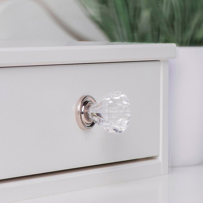 Rei Poignée de meuble modèle 487 ABS transparent finition chrome brillant Ø30 mm blister 4 pièces