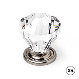 Rei Poignée de meuble modèle 487 ABS transparent finition chrome brillant Ø30 mm blister 4 pièces