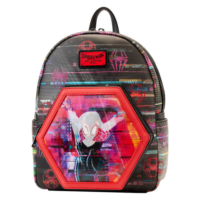Loungefly Sac à dos lenticulaire Cruzando el Multiverso Spiderman Marvel, 27 cm, en similicuir PU, bretelles ajustables