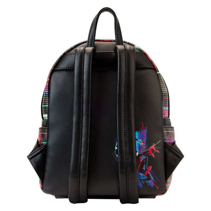 Loungefly Sac à dos lenticulaire Cruzando el Multiverso Spiderman Marvel, 27 cm, en similicuir PU, bretelles ajustables