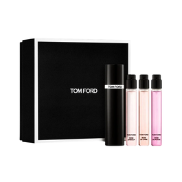 Tom Ford Coffret Parfum Femme : 3 x Eau de Parfum Rose (Rose de Russie, Rose de Chine, Rose d'Amalfi) 10 ml + Flacon Vaporisateur Rechargeable Noir