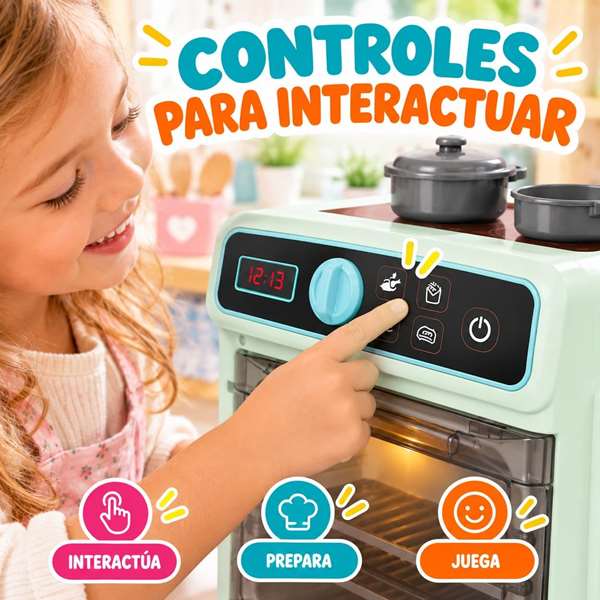 Jugatoys - jugahome Four avec cuisine à induction magique, lumières et sons