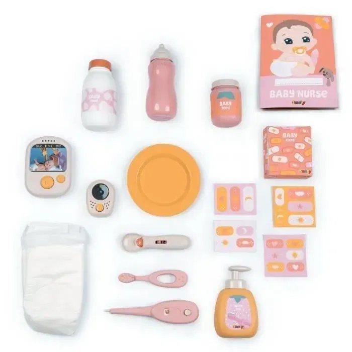 Smoby - Nurserie Cocoon Baby Nurse pour poupées avec nombreux accessoires (caméra, babyphone, thermomètre) - Jeu d'imitation dès 3 ans - Matière recyclée