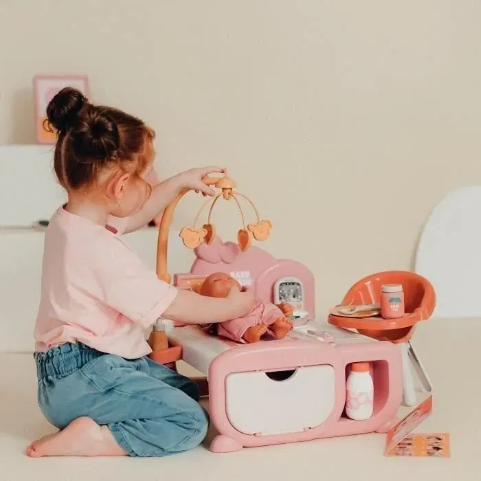 Smoby - Nurserie Cocoon Baby Nurse pour poupées avec nombreux accessoires (caméra, babyphone, thermomètre) - Jeu d'imitation dès 3 ans - Matière recyclée