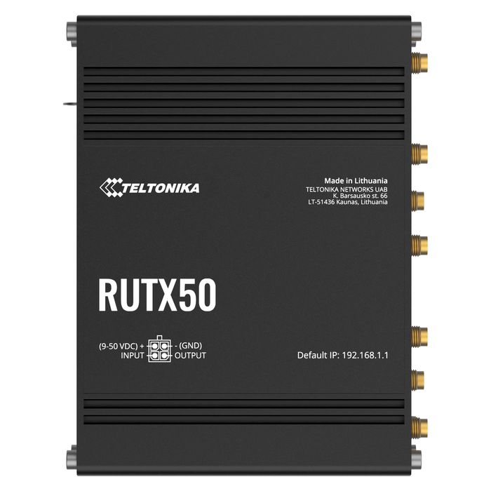 Teltonika Networks RUTX50 Routeur Industriel 5G Dual SIM avec Wi-Fi Dual-Band, 5 Ports Gigabit Ethernet, Alimentation UE Teltonika Networks RUTX50 Routeur Industriel 5G Dual SIM avec Wi-Fi Dual-Band, 5 Ports Gigabit Ethernet, Alimentation UE