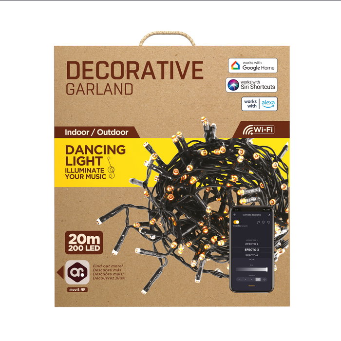 Muvit Guirnalda Lumineuse LED Wi-Fi RGB Intérieure Extérieure Compatible Alexa Muvit Guirnalda Lumineuse LED Wi-Fi RGB Intérieure Extérieure Compatible Alexa