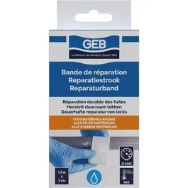 Geb Bande de réparation en fibre de verre, 1.5 m, pour réparer fuites et fissures sur cuivre, inox, acier, fonte, PVC, béton, bois