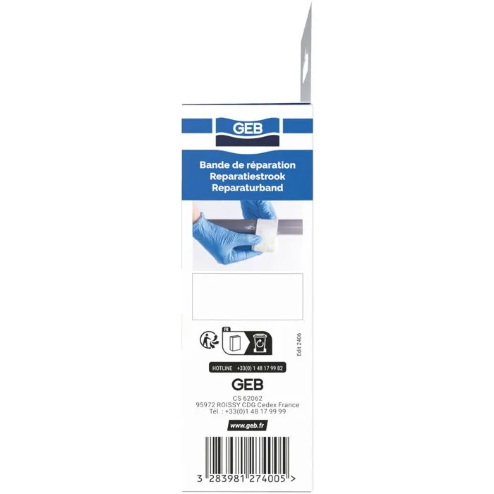 Geb Bande de réparation en fibre de verre, 1.5 m, pour réparer fuites et fissures sur cuivre, inox, acier, fonte, PVC, béton, bois