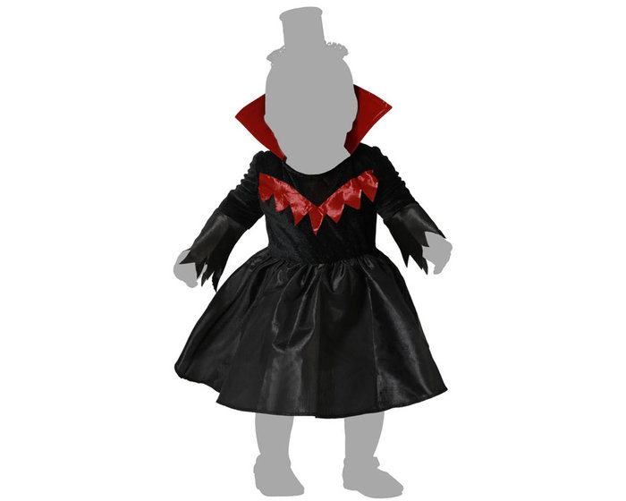 Déguisement pour bébé fille de 12 à 24 mois - Robe de vampiresse noire avec capuche décorative et chapeau mini - Idéal Halloween et fêtes déguisées