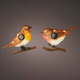 Lumineo Figurine solaire oiseau métal 6 LEDs lumière chaude pour extérieur 18x4.5x12 cm
