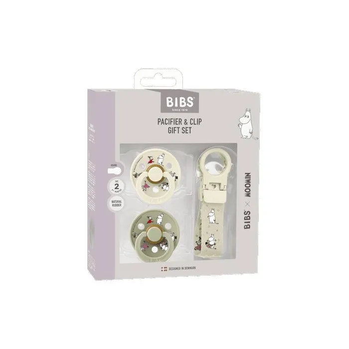 Bibs Coffret cadeau bébé BIBS x Moomins - Sucette T2 & attache - Ivory