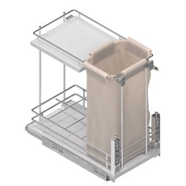 MENAGE CONFORT Module Botellero-Panero Extractible Compact, Modèle 300, Fini Chromé-Blanc, Guidages Cachés, Fermeture Amortie, pour Organisation Cuisine