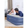 Bestway - Lit gonflable Tritech Double 203x152x46 cm, 300 kg, gonflage en 4 min, pompe integree, surface floquee, traitement antibacterien