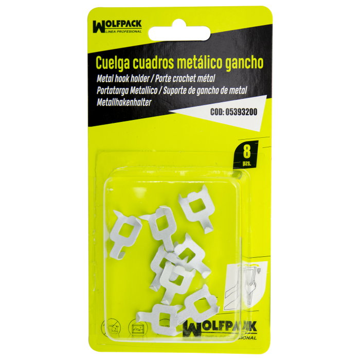 WOLFPACK LINEA PROFESIONAL Lot de 8 crochets métalliques pour tableaux blancs