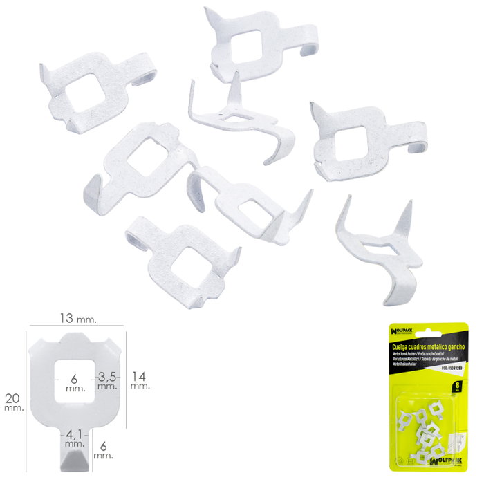 WOLFPACK LINEA PROFESIONAL Lot de 8 crochets métalliques pour tableaux blancs