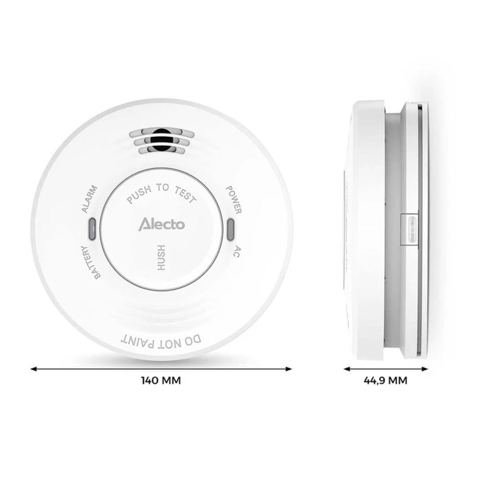 Alecto SDV10 Détecteur de fumée optique avec alimentation secteur et pile de secours Alecto SDV10 Détecteur de fumée optique avec alimentation secteur et pile de secours