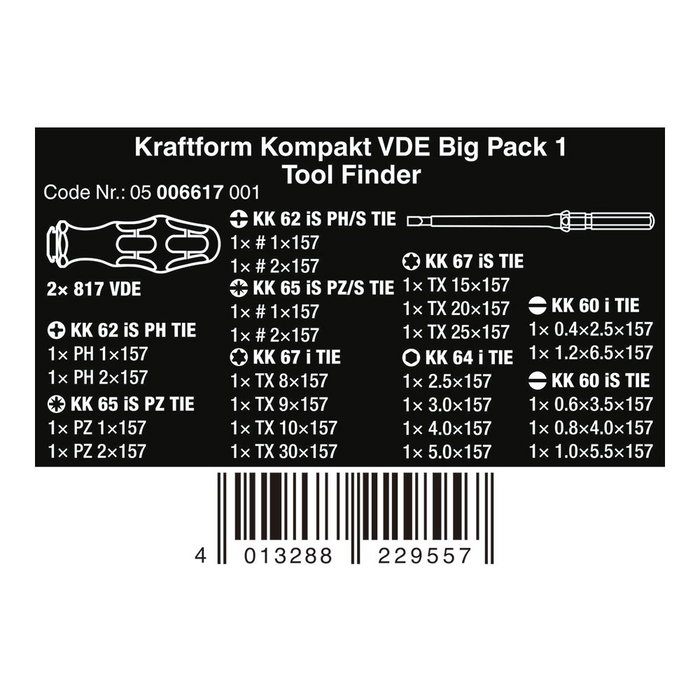 Wera Kraftform Kompakt Big Pack 1 Jeu de 26 tournevis VDE isolés 1000V avec sac pliable Wera 2GO
