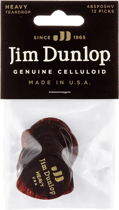 DUNLOP Pack 12 Púas Genuine Celluloid Teardrop Shell - Heavy