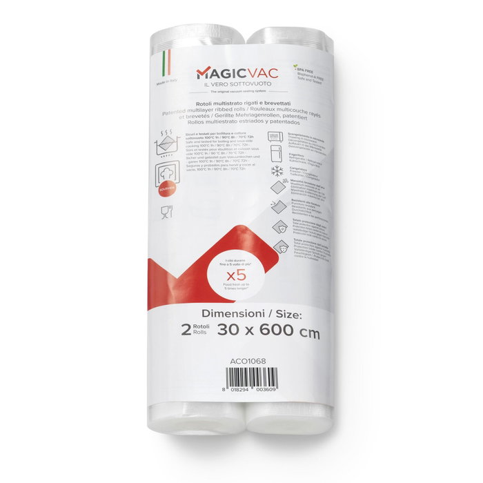 Magic Vac Pack de 2 rouleaux de mise sous vide 30cm x 6m
