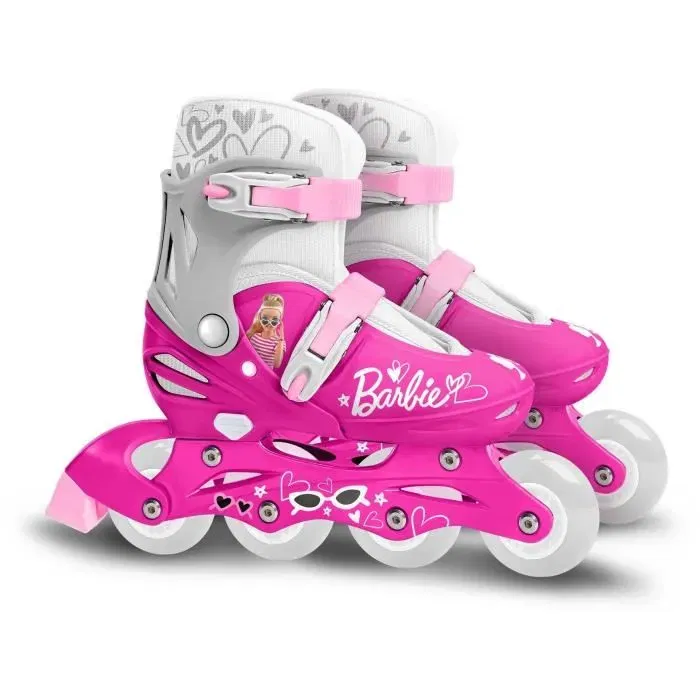 Barbie CB200302 Roller en ligne ajustable pour enfants taille 30-33 avec frein arrière, roues PVC et système de fermeture rapide Barbie CB200302 Roller en ligne ajustable pour enfants taille 30-33 avec frein arrière, roues PVC et système de fermeture rapide