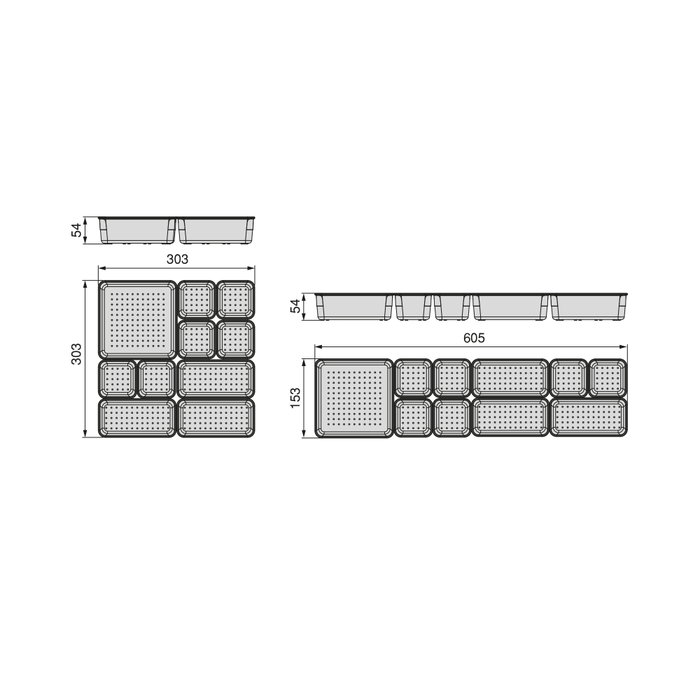 Emuca Kit de 10 seaux organisateurs Cube pour tiroirs, Plastique, Transparent