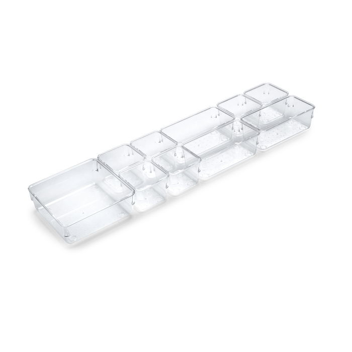 Emuca Kit de 10 seaux organisateurs Cube pour tiroirs, Plastique, Transparent