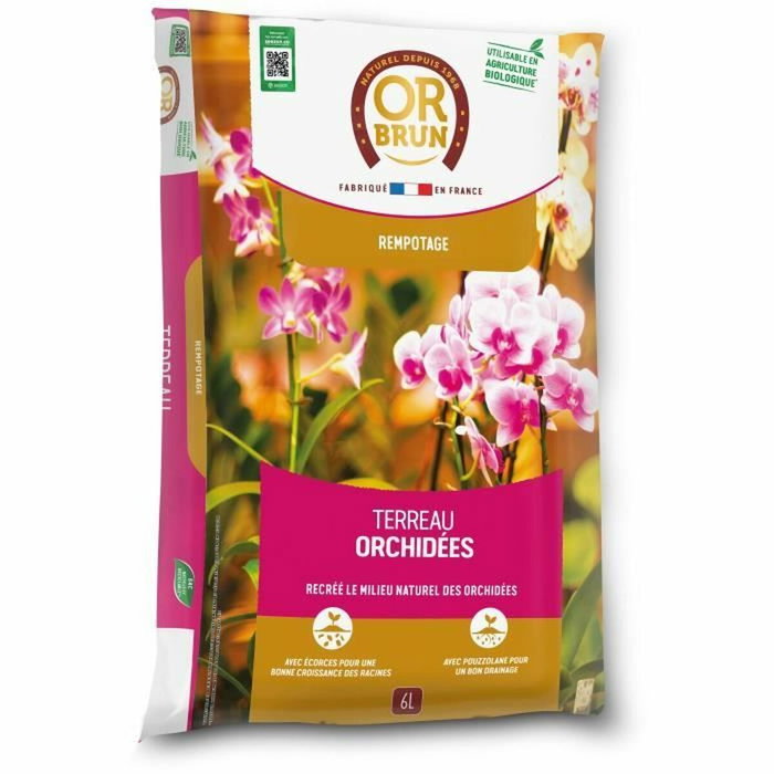 Or Brun Terreau orchidées 6 L Or Brun Terreau orchidées 6 L