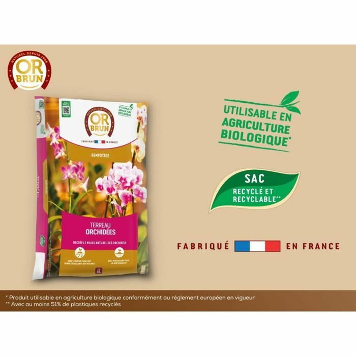 Or Brun Terreau orchidées 6 L Or Brun Terreau orchidées 6 L