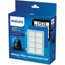 Philips FC8010/02 - Kit de filtres de rechange d'origine bleu et blanc pour aspirateurs PowerPro Compact & Active