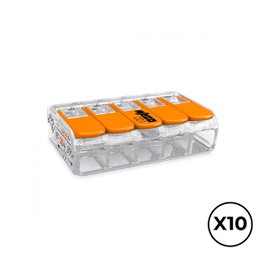 Wago Connecteur rapide avec levier 5 voies, 0,14-4 mm², 10 unités