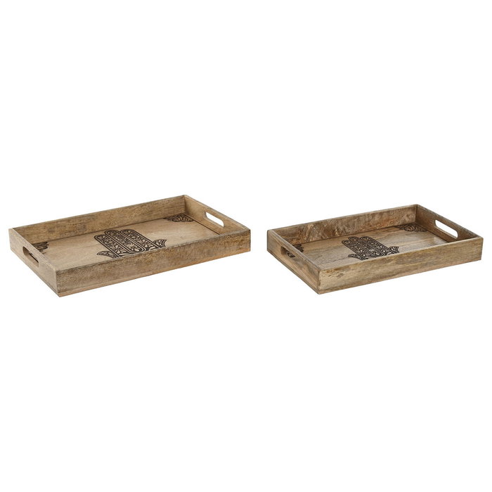 Jeux de plateaux Home ESPRIT Naturel Bois de manguier 43,5 x 27 x 5,5 cm (2 Unités)