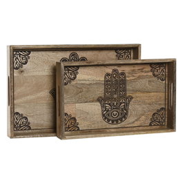 Jeux de plateaux Home ESPRIT Naturel Bois de manguier 43,5 x 27 x 5,5 cm (2 Unités)