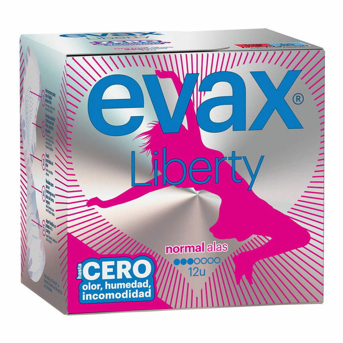 Evax Liberty Serviettes Hygiéniques Normales avec Ailes, 12 unités Evax Liberty Serviettes Hygiéniques Normales avec Ailes, 12 unités