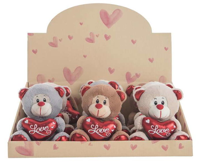 Creaciones Lloris Peluche Nounours Ours en Peluche avec Cœur 16 cm - Doux Polyester - Jouet Enfant Dès 4 Ans