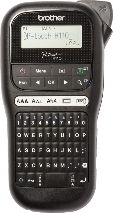 Brother PT-H110 Imprimante d'étiquettes portable noir, design ergonomique, clavier QWERTY, écran LCD