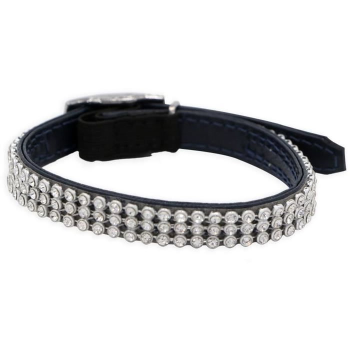 Aime Collier pour chat noir avec strass et grelot argenté Aime Collier pour chat noir avec strass et grelot argenté