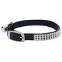 Aime - Collier pour chat ajustable 18-28 cm en nylon noir avec strass et grelot en argent, boucle anti-étranglement