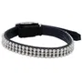 Aime - Collier pour chat ajustable 18-28 cm en nylon noir avec strass et grelot en argent, boucle anti-étranglement
