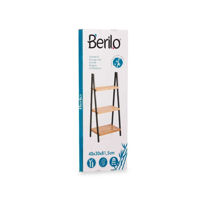 BERILO Étagère d'escalier à 3 niveaux en bambou noir