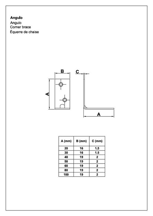 AMIG Angle de Renfort Mod.1 20x16mm zingué