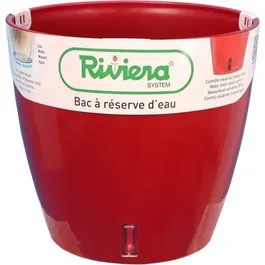 Riviera EVA NEW Rond Pot de fleurs avec réserve d'eau - 36 x 33 cm - Rouge - RIVIERA