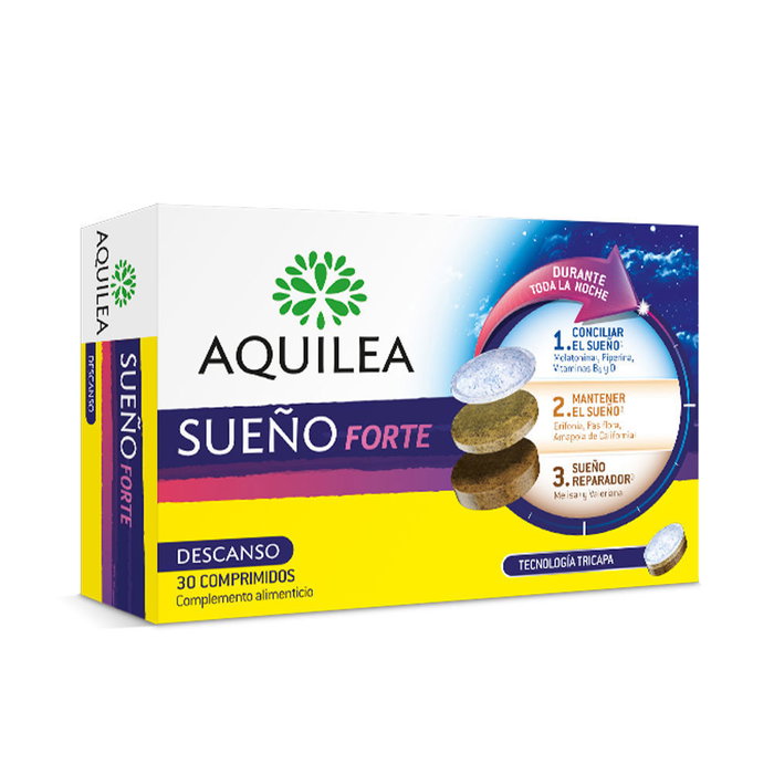 Aquilea Sueño Forte Comprimés - Aide au sommeil avec Mélatonine, Vitamines B6 et D - 30 unités Aquilea Sueño Forte Comprimés - Aide au sommeil avec Mélatonine, Vitamines B6 et D - 30 unités
