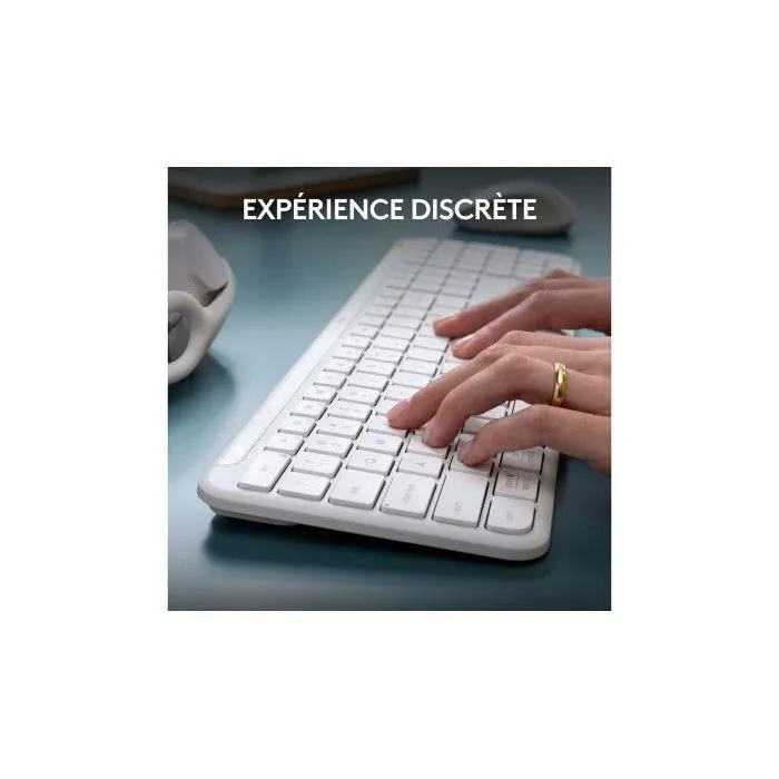 Logitech MK950 Signature - Ensemble Clavier et Souris Sans Fil Bluetooth AZERTY Blanc - Touches Personnalisables et Confort Optimal