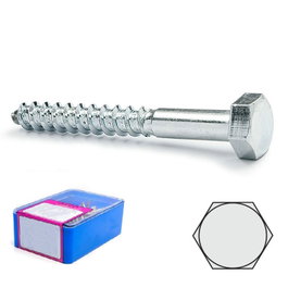 INDEX Tirefonds à tête hexagonale DIN-571 zincés 6 mm x 60 mm