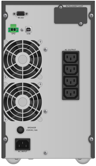 PowerWalker VFI 2000VA/1800W - Onduleur en ligne avec 4 prises C13, USB HID, RS-232, slot Intelligent, EPO et 4 batteries 12V/9Ah incluses