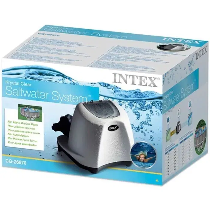 Intex Stérilisateur au sel Krystal Clear QS1200 pour piscine jusqu'à 56.8 m³, système d'oxydation électro-catalytique OEC, traitement anti-algues et bactéries