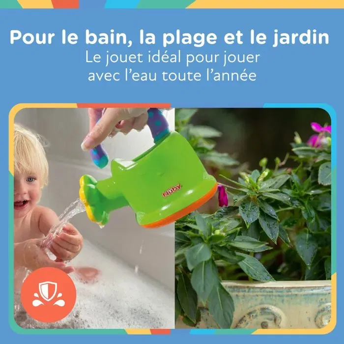 Nuby - Arrosoir de bain pour bébé, jouet aquatique coloré vert, développement motricité fine, à partir de 12 mois