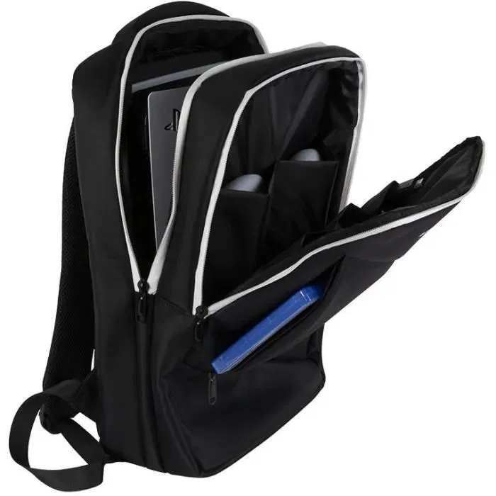 Konix Mythics Titan - Sac à dos de transport 16 L en nylon pour console PS5 et accessoires - Noir et blanc - Pour adulte