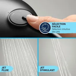 GROHE Colonne de Douche avec Inverseur Manuel Système Vitalio Start 250 et Douchette 110 - Noir Mat - 266802431 - Économie d'Eau